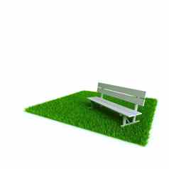 板凳上草坪上绿色明亮的草