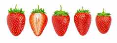 草莓孤立的集合草莓孤立的白色背景