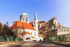 城堡匈牙利西风大教堂最大的教堂匈牙利视图esztergom教堂匈牙利西风大教堂