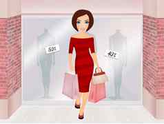 女人购物服装商店