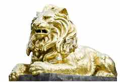 金狮子雕像孤立的白色背景