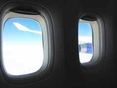 视图飞机翼飞行云概念旅行飞机