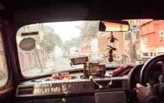 隐藏路加尔各答西孟加拉1月车点视图内部开车城市运输景观摄影