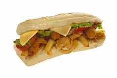 强大的三明治特大号三明治莫扎雷拉棒法国薯条