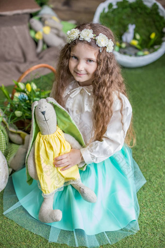 孩子女孩玩具兔子复活节工作室装饰