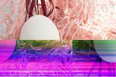 拍摄复活节蛋粉红色的背景损坏的文件摘要纹理背景噪音故障相机vhs像素错误