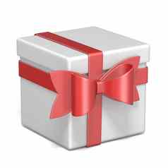 白色礼物盒子红色的丝带弓