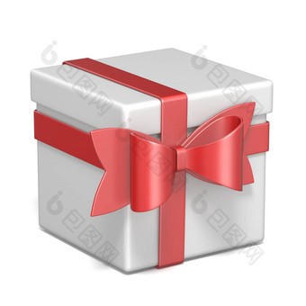 白色礼物盒子红色的丝带弓