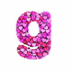情人节信小写字母粉红色的心字体。爱激情婚礼概念