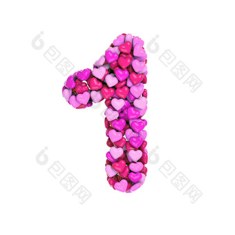 情人节数量粉红色的心数字爱激情婚礼概念