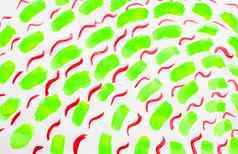 水彩弯曲的短刷中风使手波卷发对角绿色红色的夏天背景白色背景艺术曲线难看的东西