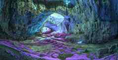 神秘的洞穴明亮的神奇的颜色