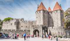 城墙中世纪的城市卡尔卡松法国