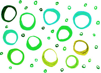 水彩纹理轮点手绘圈绿色橄榄环孤立的白色背景