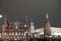 莫斯科红色的广场晚上俄罗斯冬天一年