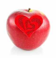 红色的苹果红色的心使布
