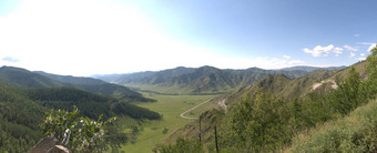全景图片肥沃的谷chike-taman通过戈尔尼阿尔泰西伯利亚俄罗斯景观