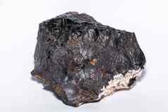 棕色（的）褐铁矿黑色的石头珠宝矿物珍贵的石头孤立的