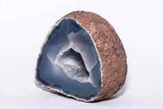晶洞蓝色的色彩斑斓的颜色宝石珍贵的矿物减少孤立的