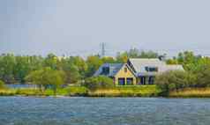 房子水小屋海边托伦多山的深水闸牡蛎池泽兰荷兰