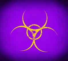 黄色的生物危害标志紫色的背景