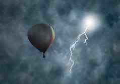 热空气气球黑暗风暴云闪电