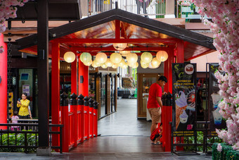 春武里泰国7月红色的桥日本风格jparkjpark购物购物中心装饰日本风格