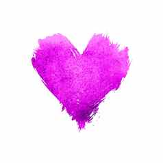 紫色的水彩画心形状白色