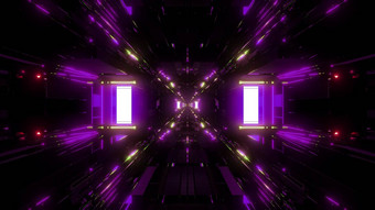 美丽的未来主义的科幻空间船隧道背景插图呈现