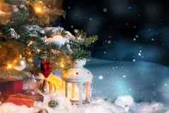 圣诞节作文礼物灯笼雪圣诞节树装饰灯圣诞树装饰复制空间的地方文本