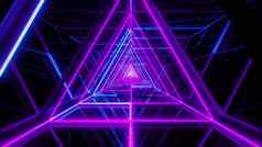 摘要发光的蓝色的紫色的三角形线框背景walpaper呈现