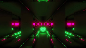 不错的绿色<strong>发光</strong>的球反光空间隧道背景呈现插图