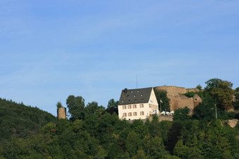 视图城堡废墟吉尔堡基恩德国观点的盗贼吉尔堡在基恩德国
