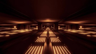 黑暗黑色的空间科幻隧道金发光的灯插图壁纸背景