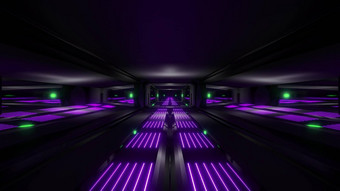黑暗黑色的空间科幻隧道绿色紫色的发光的灯插图壁纸背景