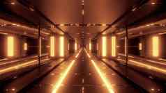 未来主义的空间科幻隧道热金属呈现壁纸背景