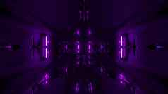 未来主义的紫色的外星人风格空间船隧道走廊呈现壁纸背景