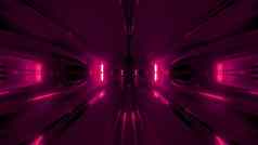 未来主义的红色的外星人风格空间船隧道走廊呈现壁纸背景
