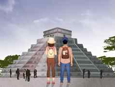 夫妇旅行玛雅金字塔奇遗址