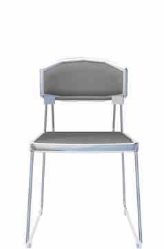 现代简单的灰色金属椅子孤立的白色背景
