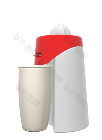 红色的白色榨汁机高米色玻璃插图