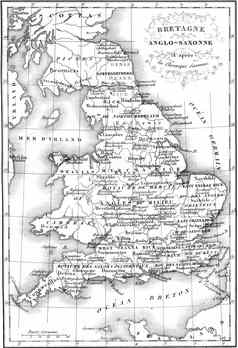 英国盎格鲁-撒克逊地图古董雕刻