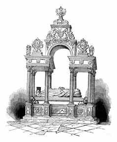 墓伊丽莎白西敏寺古董雕刻