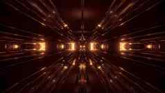 黑暗科幻隧道走廊反光康图尔线框插图壁纸背景