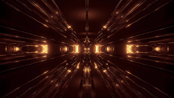 黑暗科幻隧道走廊反光康图尔线框插图壁纸背景