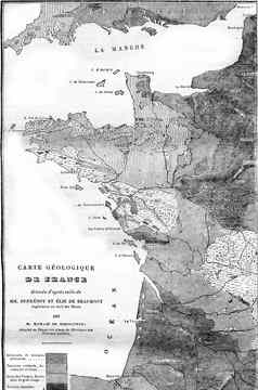 地质地图法国古董雕刻