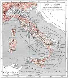 地图古老的意大利古董雕刻