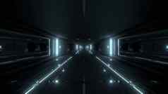 未来主义的科幻隧道走廊建筑热金属插图壁纸背景