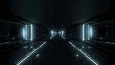 未来主义的科幻隧道走廊建筑热金属插图壁纸背景