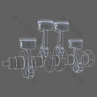 引擎活塞大纲插图